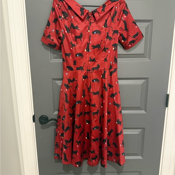 NWT Lindy Bop Red and Black Cat Print Dress - Picture 6 of 7